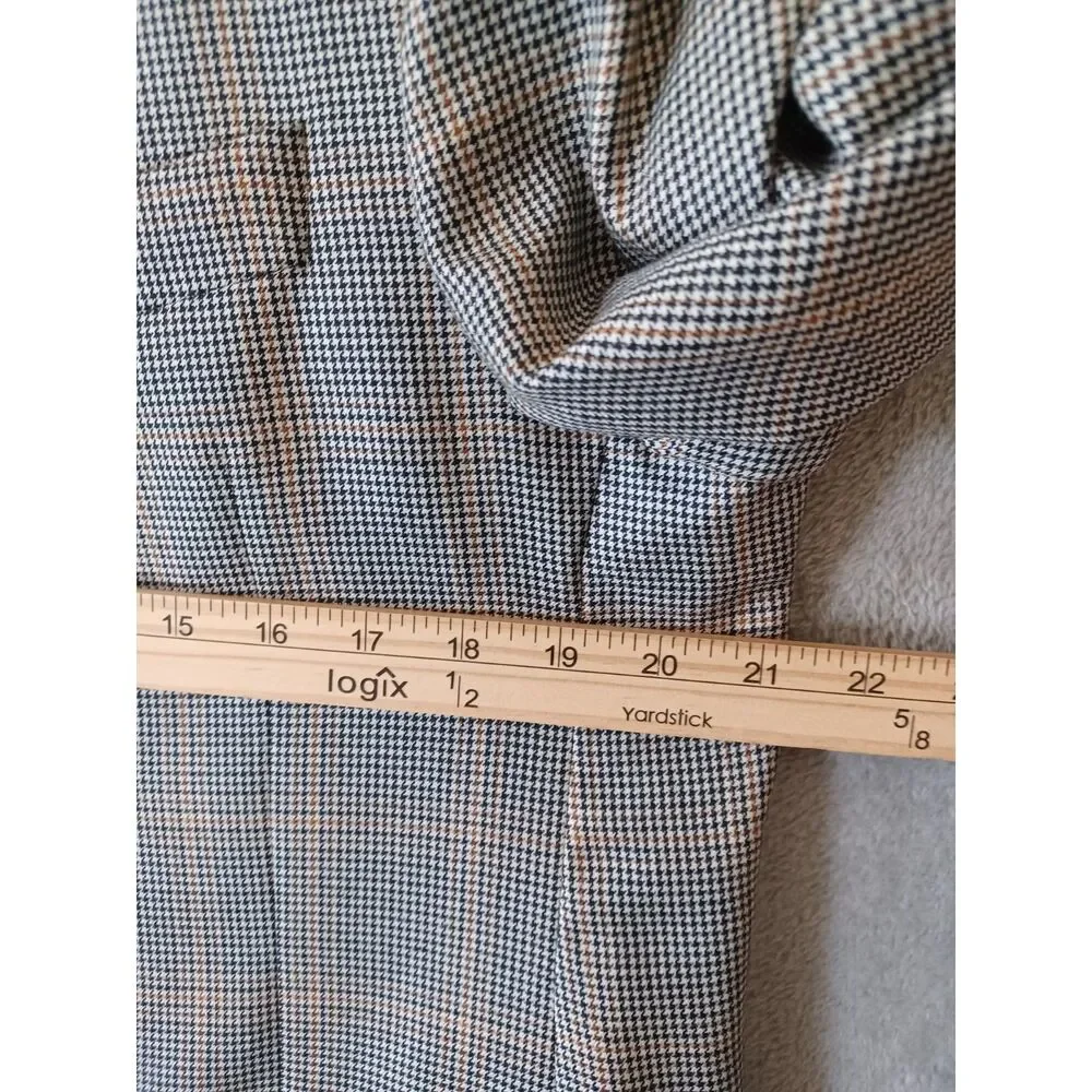 Jack Victor Loretowood Blazer Micro Houndstooth Plaid Cashmere Silk 42L Beige